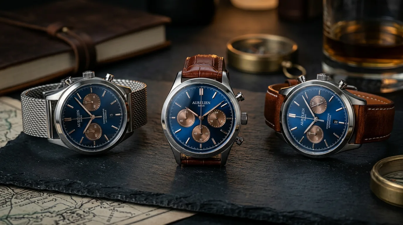 Chronographe Viceroy Magnum à cadran bleu sur bracelet milanais