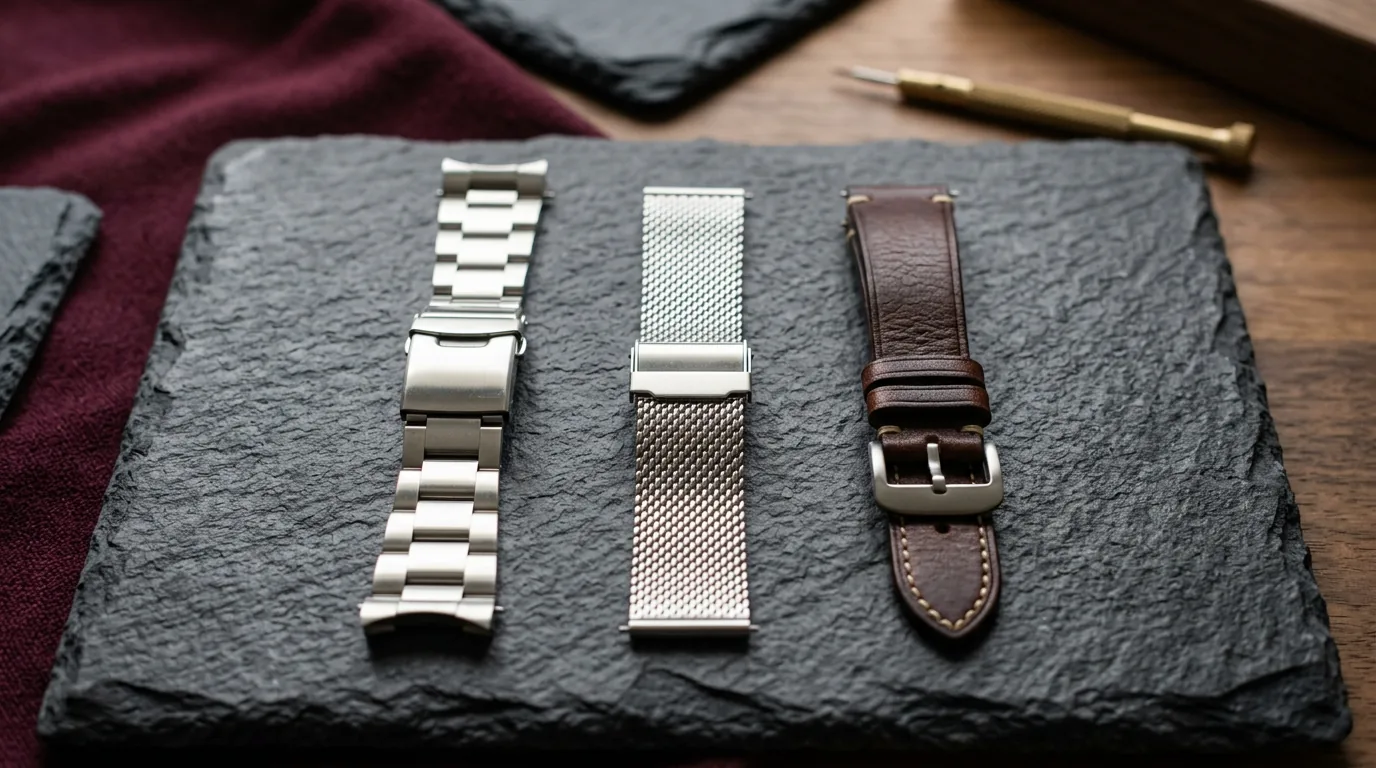 Plusieurs bracelets Viceroy (acier, maille, cuir) disposés côte à côte